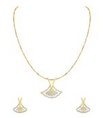 Astonishing Triangle Shape Gold Plated American Diamond Pendant Set For Women