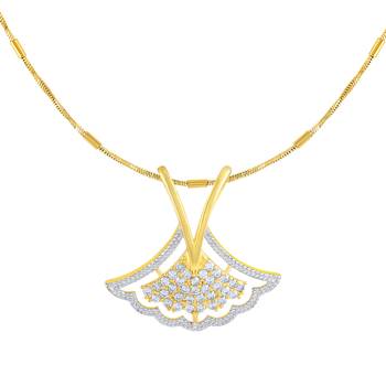 Astonishing Triangle Shape Gold Plated American Diamond Pendant Set For Women 2