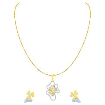 Designer Gold Plated American Diamond Pendant Set For Women 1