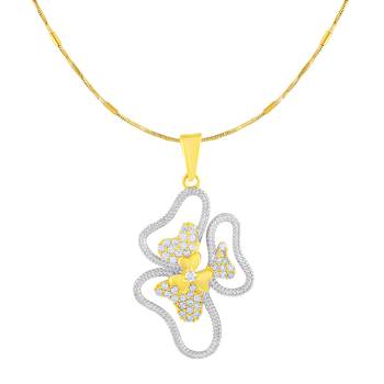 Designer Gold Plated American Diamond Pendant Set For Women 2