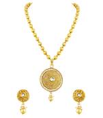 Cluster Round Shape Gold Plated Pendant Set For Women