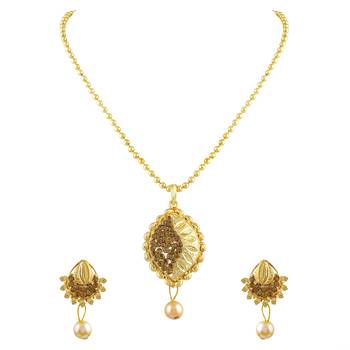 Enchanting Pear Shape Polki Gold Plated Pendant Set For Women 1