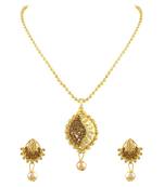 Enchanting Pear Shape Polki Gold Plated Pendant Set For Women