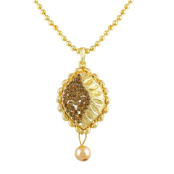 Enchanting Pear Shape Polki Gold Plated Pendant Set For Women 3