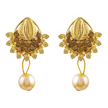 Enchanting Pear Shape Polki Gold Plated Pendant Set For Women 4