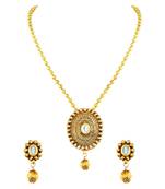 Beguiling Oval Shape Gold Plated Pendant Set For Women