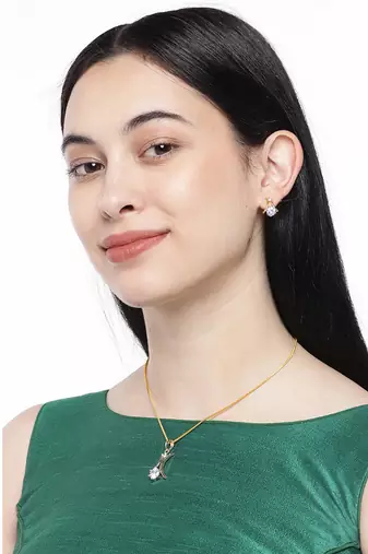 Glistening Gold Plated Pendant Set For Women