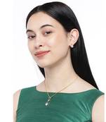 Glistening Gold Plated Pendant Set For Women
