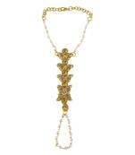 Exotic Leaf Design Gold Plated Lct Stone Hathphool For Women