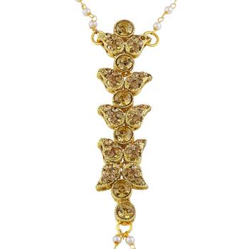 Exotic Leaf Design Gold Plated Lct Stone Hathphool For Women 2