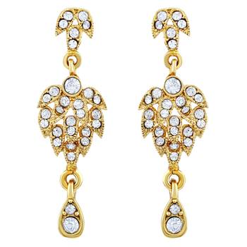 Glistening White Stone Gold Plated Princess Style Necklace Set For Women 4