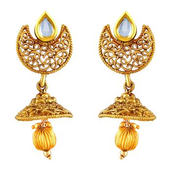 Glittery White Kundan Gold Plated Choker Style Necklace Set For Women 4