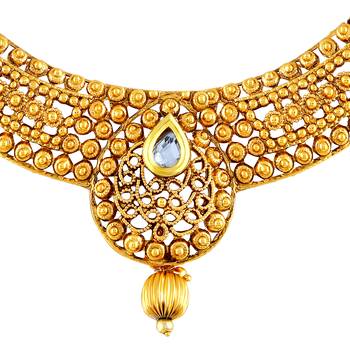 Splendid White Stone Gold Plated Choker Style Necklace Set For Women 3