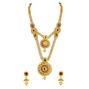 Eye Catchy Gold Plated Opera Style Necklace Set For Women 1