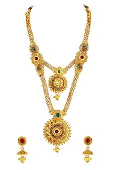 Eye Catchy Gold Plated Opera Style Necklace Set For Women