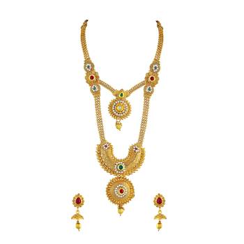 Enchanting Gold Plated Opera Style Necklace Set For Women 1