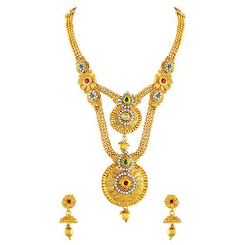 Beguiling Gold Plated Opera Style Necklace Set For Women 1