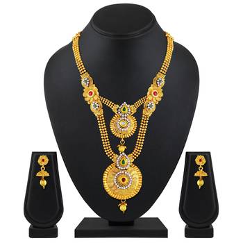 Beguiling Gold Plated Opera Style Necklace Set For Women 2
