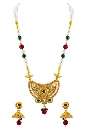 Fine Gold Plated Matinee Style Necklace Set For Women