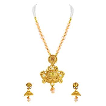 Pretty Gold Plated Matinee Style Necklace Set For Women 1