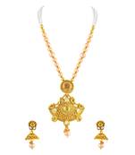 Pretty Gold Plated Matinee Style Necklace Set For Women