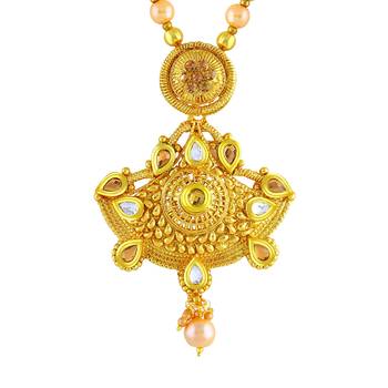Pretty Gold Plated Matinee Style Necklace Set For Women 3