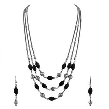 Fancy Oxidised Opera Style Necklace Set For Women 1