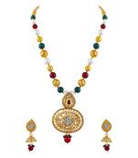 Exquisite White Stone Gold Plated Matinee Style Necklace Set For Women