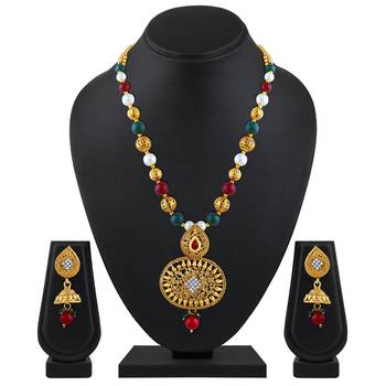 Exquisite White Stone Gold Plated Matinee Style Necklace Set For Women 2