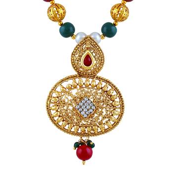 Exquisite White Stone Gold Plated Matinee Style Necklace Set For Women 3