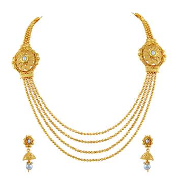 Traditional Jewellery Set Gold Plated Rope Style Necklace Set For Women 1