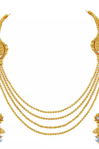 Traditional Jewellery Set Gold Plated Rope Style Necklace Set For Women