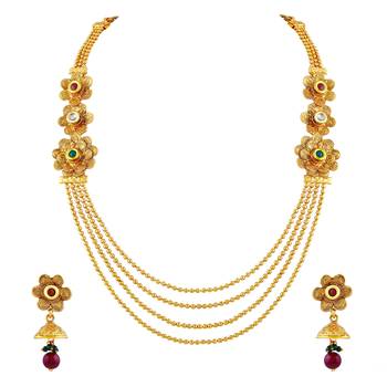 Traditional Gold Plated Rope Style Necklace Set For Women 1