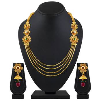 Traditional Gold Plated Rope Style Necklace Set For Women 2