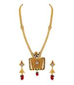 Traditional White Stone Gold Plated Rope Style Necklace Set For Women