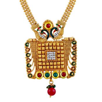 Traditional White Stone Gold Plated Rope Style Necklace Set For Women 3