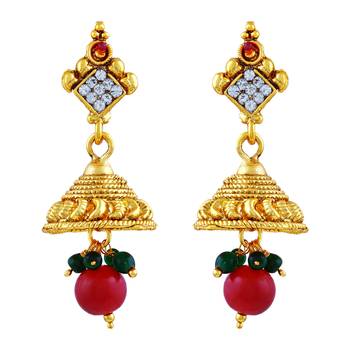 Traditional Multy Color Gold Plated Choker Style Necklace Set For Women 4