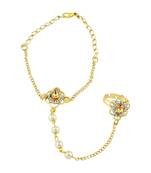Lavish Traditional Gold Plated Lct Stone Hathphool For Women