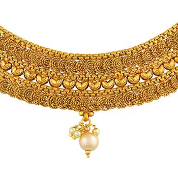 Jalebi Shape Traditional Gold Plated Choker Style Necklace Set For Women 3