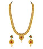 Laxmi Coin Traditional Gold Plated Rope Style Necklace Set For Women