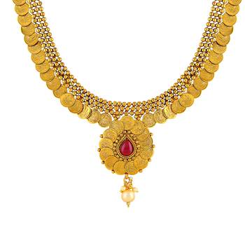 Laxmi Coin Traditional Gold Plated Rope Style Necklace Set For Women 3