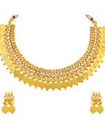 Stunning Laxmi Coin Traditional Gold Plated Choker Style Necklace Set For Women
