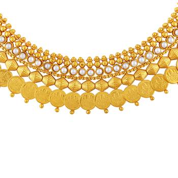 Stunning Laxmi Coin Traditional Gold Plated Choker Style Necklace Set For Women 3