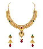 Amazing Jalebi Shape Gold Plated Choker Style Necklace Set For Women