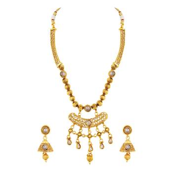 Gorgeous Filigiree Design Gold Plated Choker Style Necklace Set For Women 1