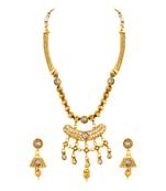 Gorgeous Filigiree Design Gold Plated Choker Style Necklace Set For Women