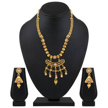 Gorgeous Filigiree Design Gold Plated Choker Style Necklace Set For Women 2