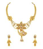 Sparkling Flower Design Gold Plated Princess Style Necklace Set For Women