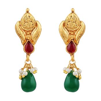Wavy 3 String Peacock Design With Meenakari Work Gold Plated Matinee Style Necklace Set For Women 4