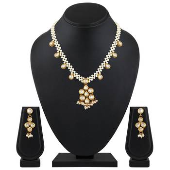 Designer Flower Shape Gold Plated Matinee Style Necklace Set For Women 2